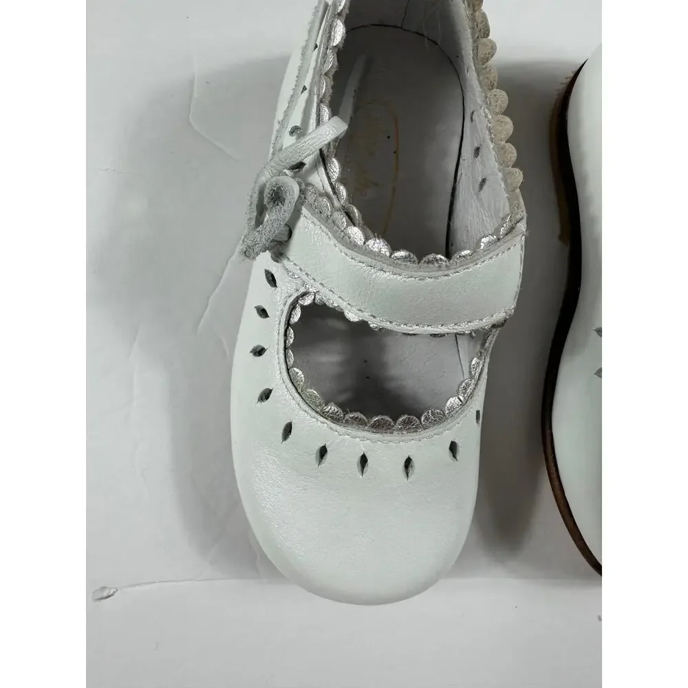 Shoe Be Baby White Leather Cutout Mary Jane Shoes Size 5 (EU 20)